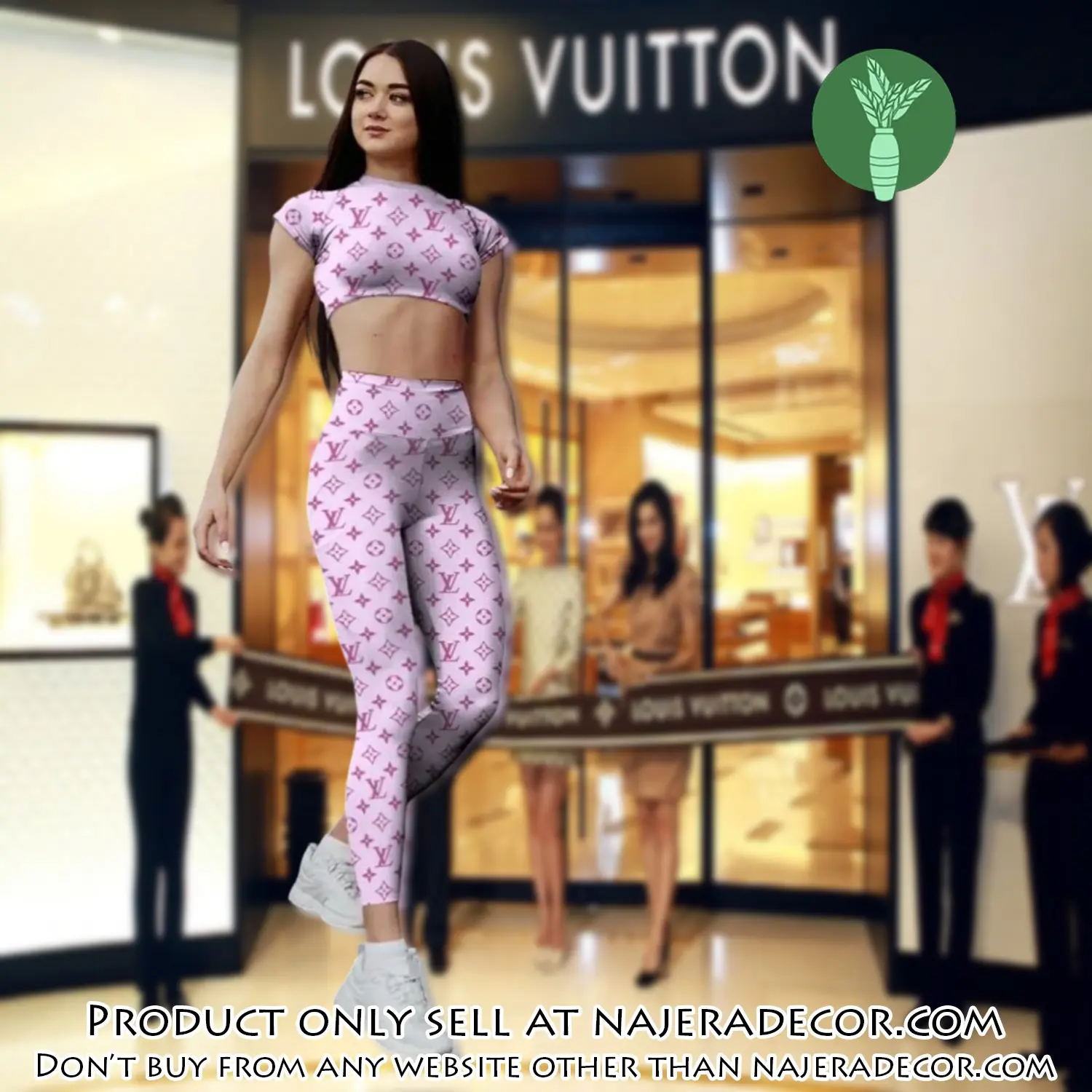 Pink louis vuitton sportwear combo luxury brand crop top tshirt and legging for women ctl1015 njr3356141